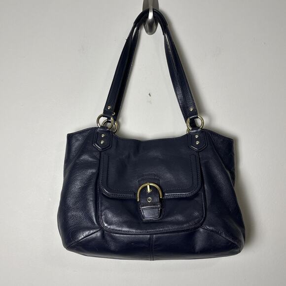 Coach Campbell Carryall Black Leather Handbag H1381-F24961 Shoulder Tote - Picture 1 of 15